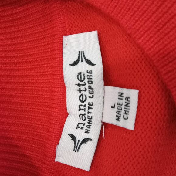 Nanette Lapore Puff Balloon Sparkle Sleeve Crewneck Sweater NWT Red - Picture 8 of 11